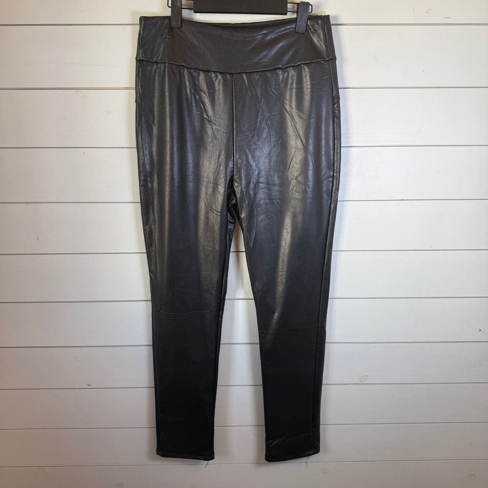 Mia Rose black faux leather leggings women's‎ size large